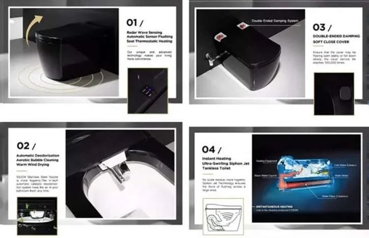 Toilette japonaise connectée noire avec siège chauffant